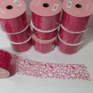 7 Rolls Hot Pink Webbed Lace Ribbon 2 1/2"